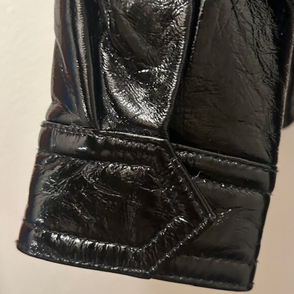 One Teaspoon Rich BLACK OUT Patent Leather Lined Zip Shimmer Short JACKET NWT - Picture 12 of 16